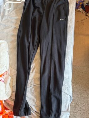 Nike Black Track Pants with White Swoosh Accent